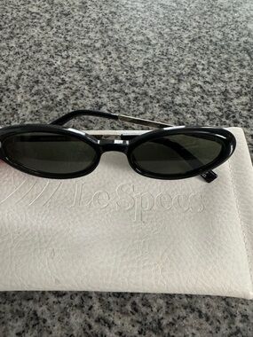 Le Specs Black Oval Retro Sunglasses